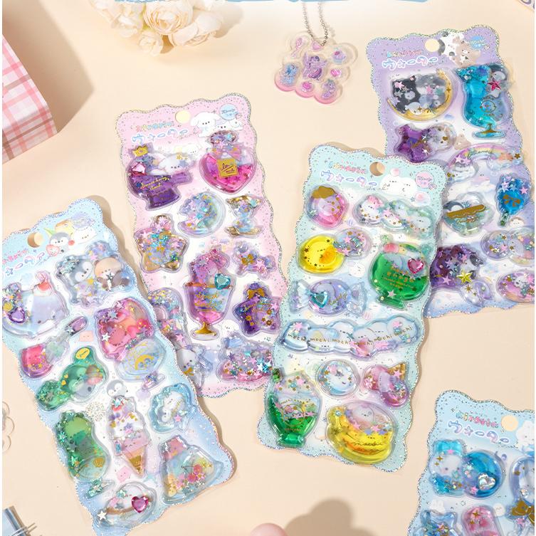 手作り DIY ぷくぷく ボンボンシール 3Dステッカー 立体ステッカー 粘着シール スパンコール