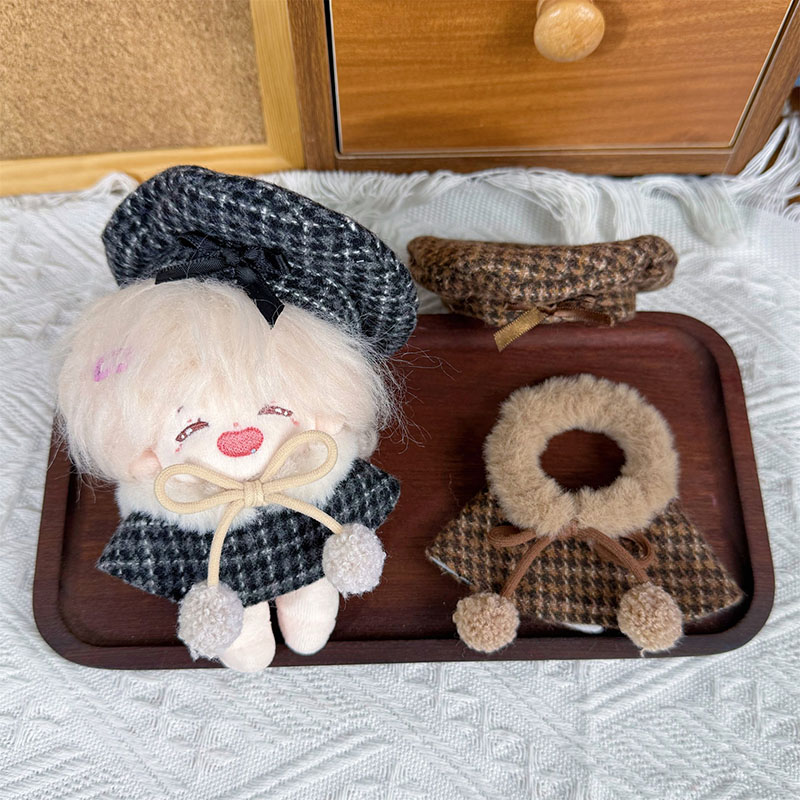 着せ替えぬいぐるみ服 ミニドール 10cmぬい用15cmぬい着 ぬい着 洋服セット ボア 帽子 襟巻き+マント上着