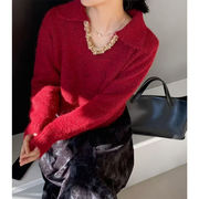 初回送料無料　ニットセーターvネック長袖トップス　レディースファッション人気トレンド