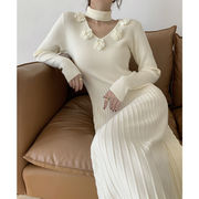 初回送料無料　ニットセータースタイルアップ長袖ワンピース　レディースファッション人気トレンド