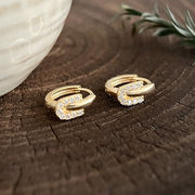 U字ピアス キラキラ ゴールド キャッチレス バックレス S925 シルバーアクセサリー アレルギー対応