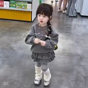 2025秋冬新作DC　子供服　キッズ　ベビー　女の子　裏起毛　スウェット　プリーツスカート　2点　80～140cm