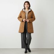 軽くて暖か　中綿キルティング　フーディーコート　大きな3Lサイズまで