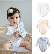 全3色[66-90cm] ベビー 長袖ロンパース 新生児用 無地カバーオール コットン肌着 インナー兼用 子供服