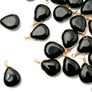 【K14kgfカラー／1個売り】オニキス ペアシェイプ 天然石 約10×12mm 魔除け 黒石 ワイヤーラップ