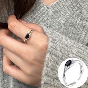 黒石シルバー指輪 天然石 リング シルバーアクセサリー アレルギー対応 調整可能 おしゃれ 上品