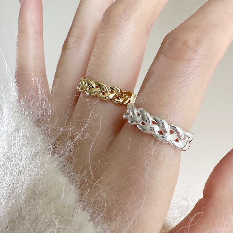あみあみシルバー指輪 三つ編み ゴールドシルバーアクセサリー アレルギー対応 調整可能 おしゃれ 上品