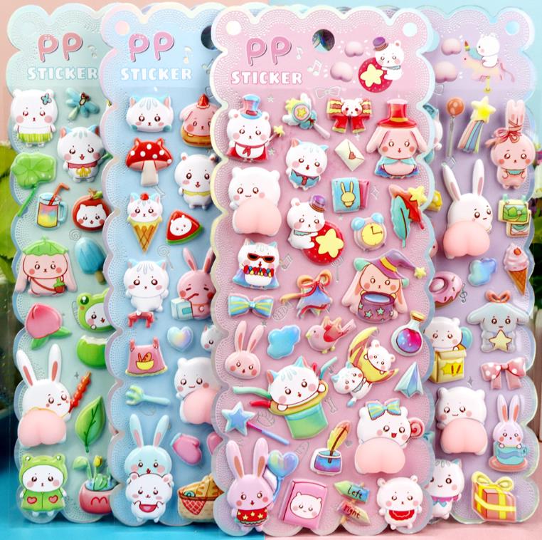 INS人気新品 創意 DIY手作り 手帳素材 封口貼 粘着シール ステッカー 3D 4色