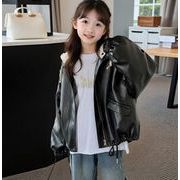 ★秋冬新作★韓国風子供服★女の子 ジャケット フェイクレザー パーカー ショート丈 カジュアル アウター