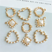 パールとストーン付チャーム　4個入り 海外倉庫発送