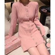 【日本倉庫即納】 ケーブル編みニットワンピースミニ丈韓国風