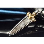 Silver925 ギベオン＆パラサイト隕石 51x15mm 剣 シルバーカラー ペンダントトップ 1個売り _PRG2370-1