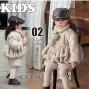2025秋冬新作 韓国風 子供服 女の子 キッズ ファーコート セットファーパンツ セットアップ  もこもこ