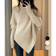 【日本倉庫即納】 ハイネックニットセーター 不規則デザイン