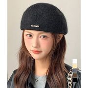 【日本倉庫即納】 ベレー帽 起毛 英字ロゴ レディース
