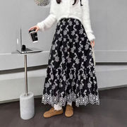 刺繍ロングスカート　レディース　INS　韓国ファッション