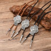 首輪レザーネック/ループタイ メンズ ポロタイ ボロタイ おしゃれ 紐 ロープ アクセサリーE90079