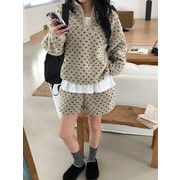 今季マストバイ     可愛い  スウィート  スタンドカラー  ラムウール  スウェット  セット