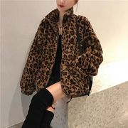 【2026】トップス・おしゃれ・もこもこファーコート・ レオパード柄ミンクファー調アウター