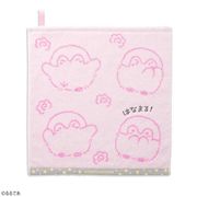 コウペンちゃん フルフィーコットン無撚糸ループ付きウォッシュタオル たくさんほめる ピンク