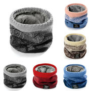 防寒風ネックゲイター 冬用男女兼用裏起毛加厚 ニット首元保護マフラー  5色