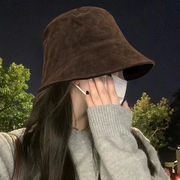 スウェード帽子　バケットハット   小顔ハット    秋冬　韓国ハット