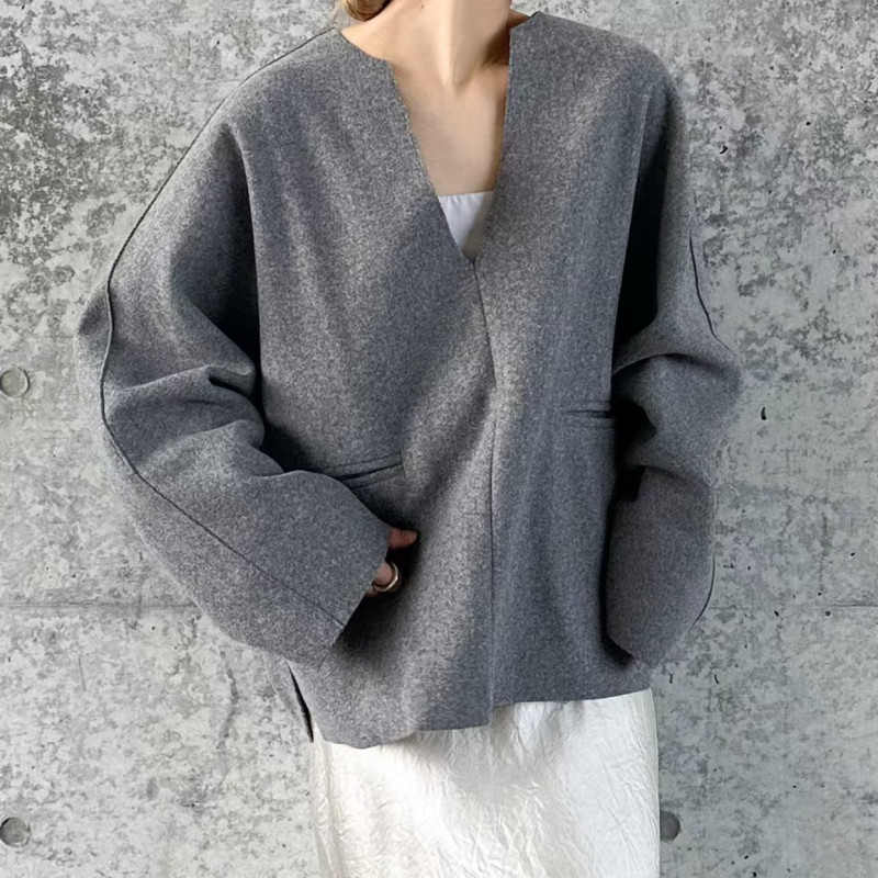 秋冬新作 プルオーバー レディース トップス Vネック アウター 大人可愛い カジュアル