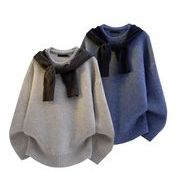 秋冬トップス メンズ  アウター  ニット セーター レイヤード アメリカン風