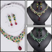 【キュービックジルコン】ゴージャスデザインネックレス＆ピアスセットE190003