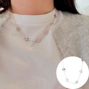四葉のクローバーステーションシルバーネックレス S925 シルバーアクセサリー アレルギー対応 おしゃれ