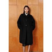 【秋冬春対応】 ウールコート レディース ステンカラー ロング丈 シンプル 無地 きれいめ アウター