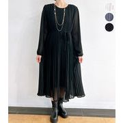 【2025新作】プリーツシフォンワンピース★衣料5019