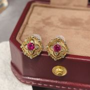 ルビー糸引きピアス女を育成S 925純銀メッキ18 K金ピアス小人数高級感
