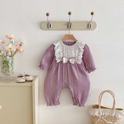 2026春秋子供服 シンプル 可愛い ロンパース 連体服 韓国風 防寒 温かい ベビー服 キッズ服 [66~90cm]