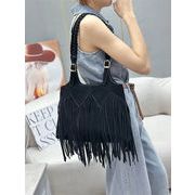 限定数量セール 女性向けボヘミアン風大容量編み込みバッグ フリンジ付き3色選択可能