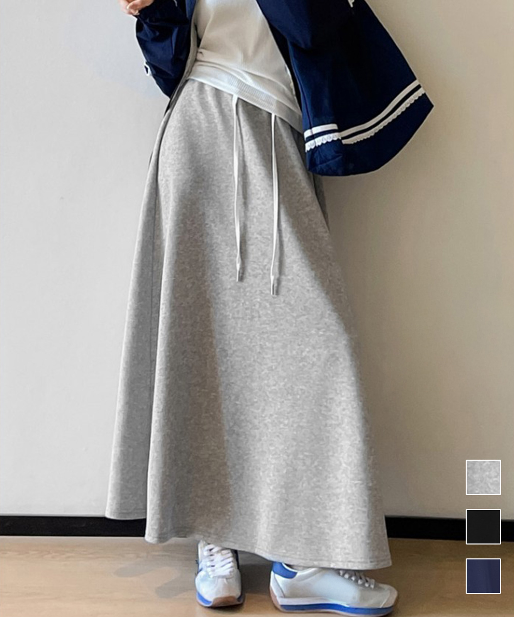 【日本倉庫即納】 スウェットロングスカート 美脚 春秋冬