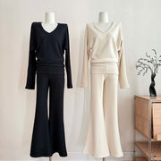 今季マストバイ  気質   おしゃれ  インナー  トップス +マイクロフレアパンツ  セット