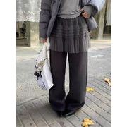 今季マストバイ   気質   おしゃれ  レース   フリル   ハイウエスト ゴムウエスト  ワイドパンツ