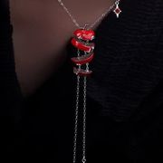 リンゴのスライスネックレス、赤いリンゴのペンダントチョーカー、鎖骨チェーン