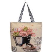 お洒落 ラメ糸入りフラワー柄 買い物肩掛けOK BIGキャンパスバッグ 鞄　エコバック  全5種類　ba0101-1