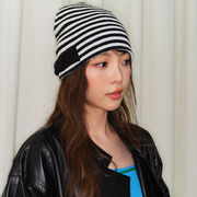 ニット帽　ビーニー　ボーダー柄    韓国帽子  韓国ファッション