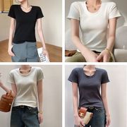 レディース クラシックなラウンドネック半袖Tシャツ H10011H