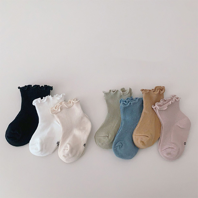 2026春※ベビーソックス フリル口 無地 締め付けない フリルソックス