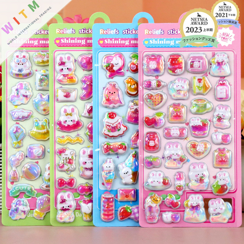 動物 3Dシール 手帳用・創意ステッカー DIY 立体キャラクターシール 粘着シール 兎 熊 贈り物 子供