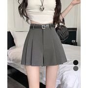 【日本倉庫即納】 ベルト付プリーツショートパンツレディース