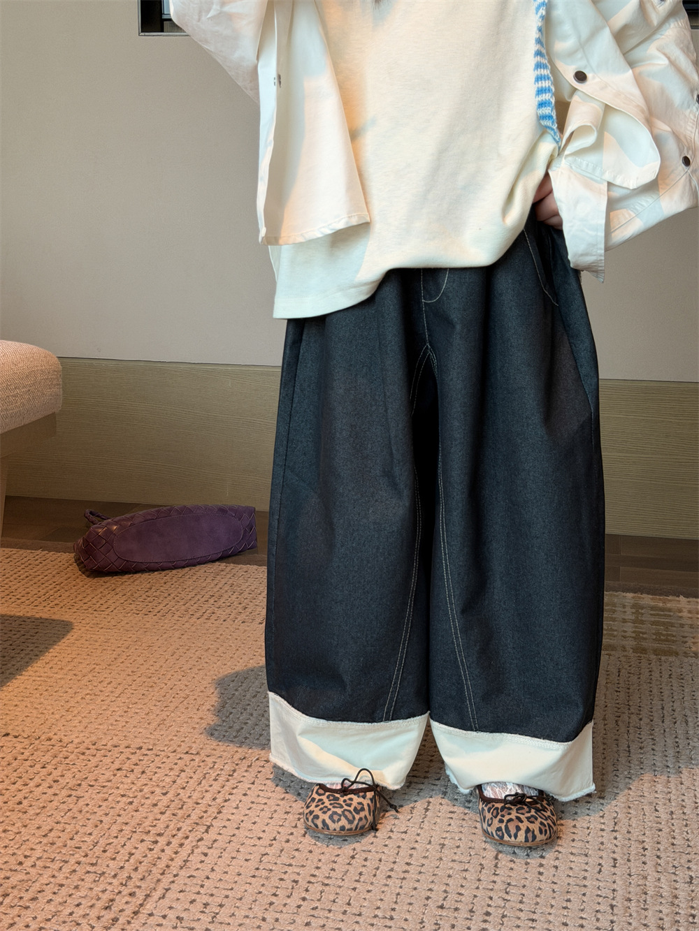 子供服　90~150cm　キッズパンツ　切替    韓国キッズ服