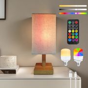 充電式テーブルランプ ファブリックシェード付きワイヤレスLEDランプ、調光・タイマー機能、リモコン付き