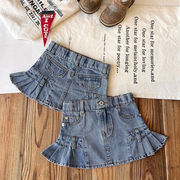 2026春※AOY☆【在庫限り】レトロポケット フリルデニムバルーンスカート ミニスカート 女の子