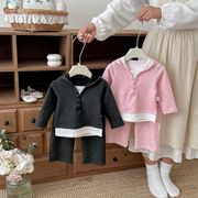 2026春秋子供服 可愛い パーカー&パンツ 2点セット 韓国風 ベビー服 ガールズ服 キッズ服[73~110cm]