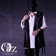 ロング丈PUレザージレ V系 ベスト ホスト ヴィジュアル系 ファッション オーバーサイズ 黒 ユニセックス